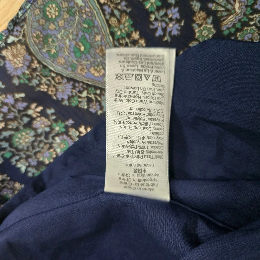 J. Crew Paisley Print Ruffle Sleeve Midi Dress Navy‎ Blue Women's Size 0